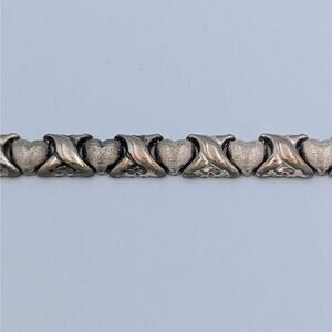 Vintage Italian Sterling Silver Heart-Link Bracelet – 12.7g – SU 925 Italy